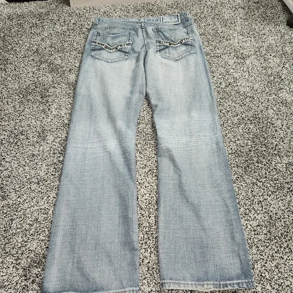 Y2k Helix Jeans Mens 32x32 Blue Relaxed Boot Faded Whisker Grunge Skater Punk - Picture 1 of 8